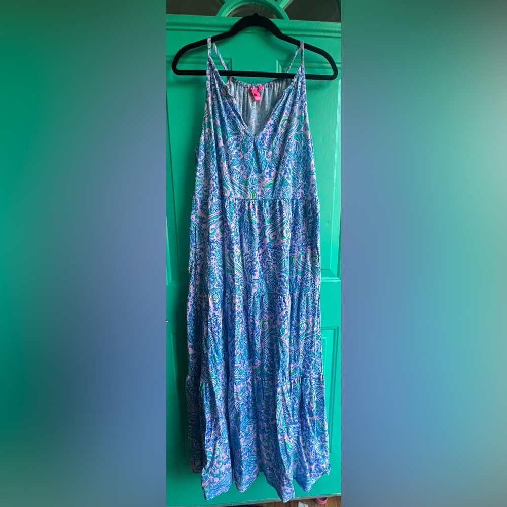 EUC Lilly Pulitzer Maribella Halter Maxi Dress - We Mermaid It - Large